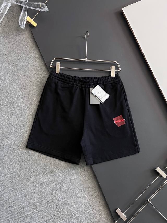 High-quality single-piece Balenciga25Ss new 2-color red tape letter shorts, fab