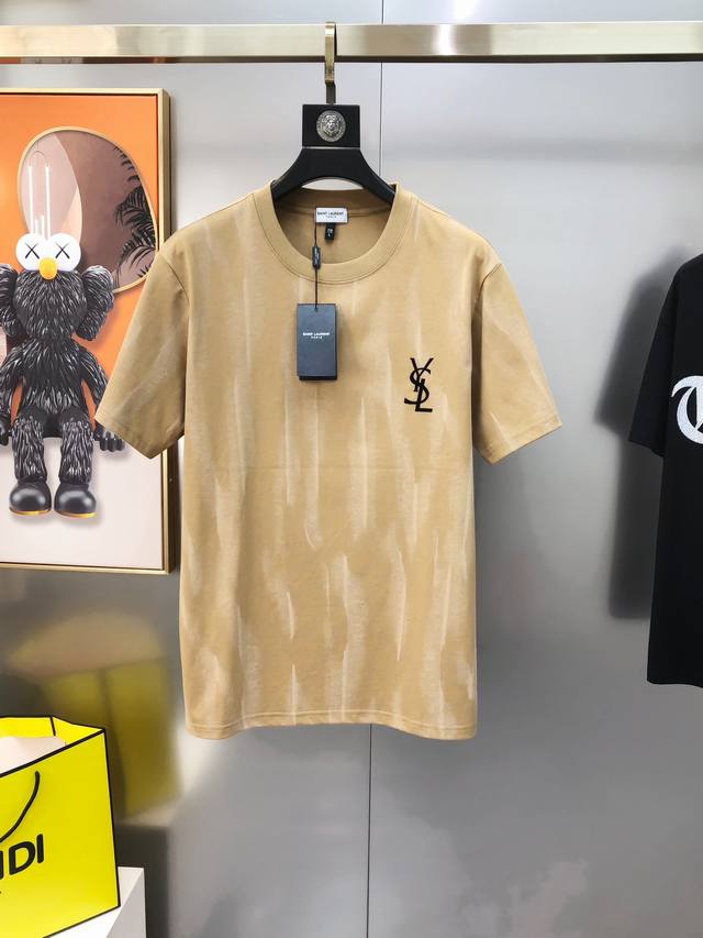 Ysl Saint Laurent 2025 Spring/Summer new original men's round neck short-sleeved