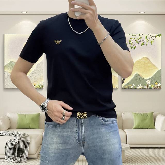 A*Mani Armani 2025 Spring/Summer new original men's round neck short-sleeved T-s