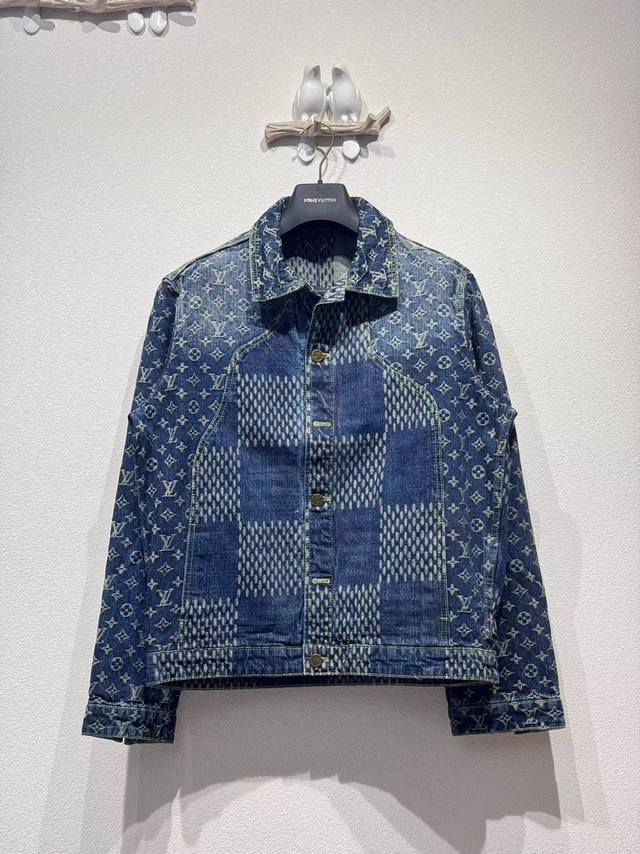 lv Nigo checkerboard pattern denim jacket