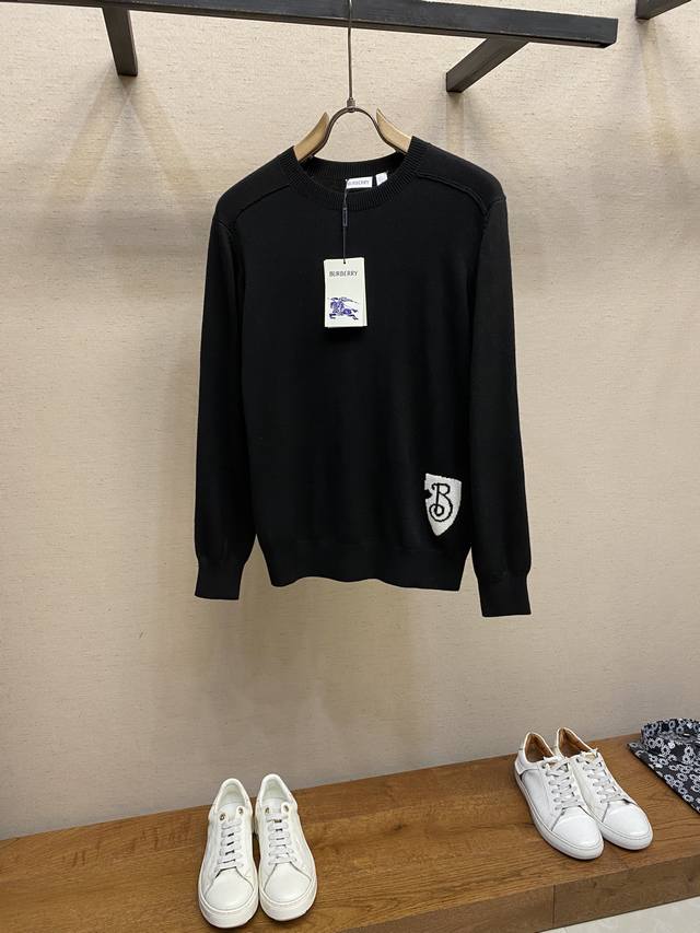 Bbr, Burberry Shield Intarsia Knit Crewneck Pullover Sweater . Made from custom