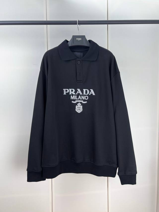 Prada logo towel embroidered polo sweatshirt SML