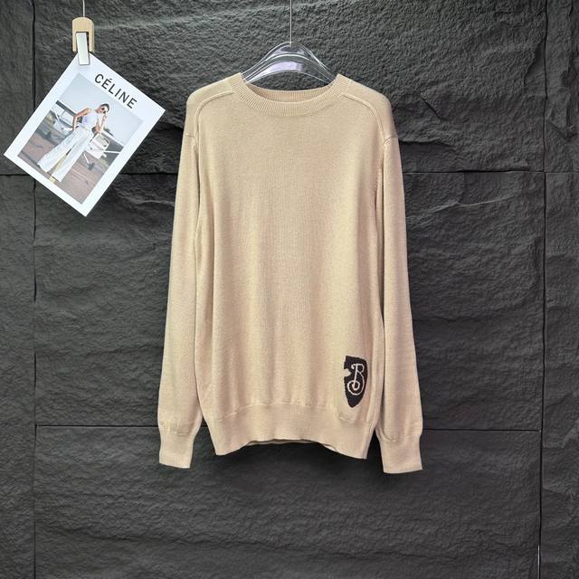 Top version Burberry 2025 new intarsia letter logo couple knitted round neck swe