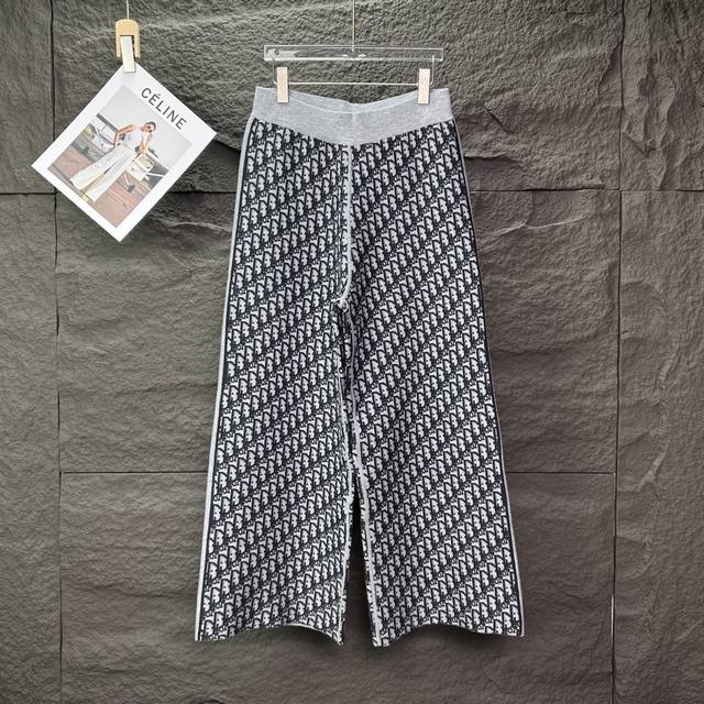 Top version Dior 2025 new double-sided full-print logo couple loose knit straigh