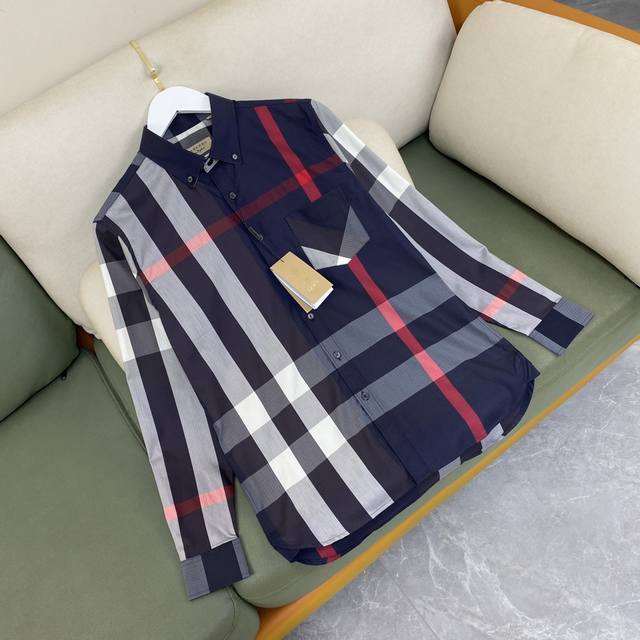 S. M, L. XXL. This B-brand men's blended stretch cotton long-sleeved shirt featu