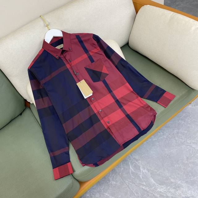 SM, L. Xl, Xxl, B men's blended stretch cotton long-sleeved shirt featuring an o