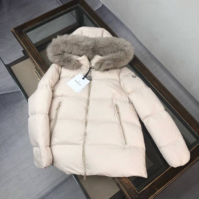 Moncler Laichefur Women's Short Hooded Fox Fur Collar A-Shaped Doll-Style Down J