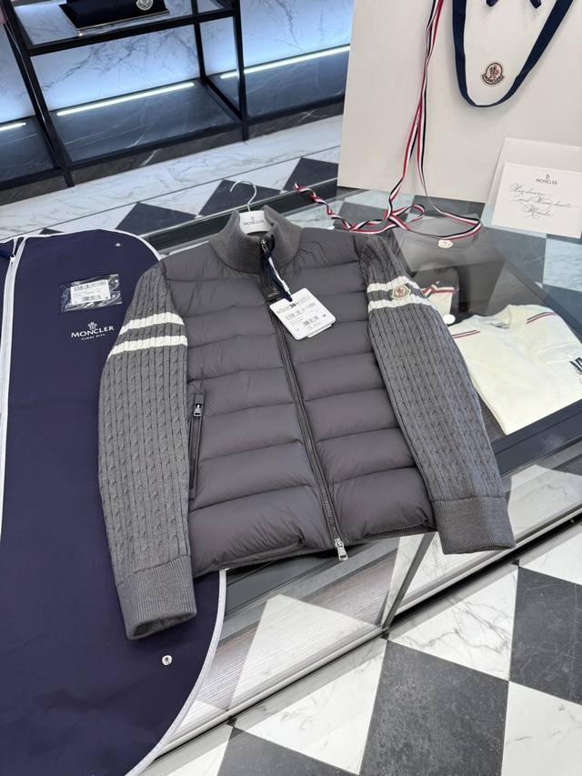 Moncler Cardigan men's down-lined wool and cashmere zip-up cardigan. More detail