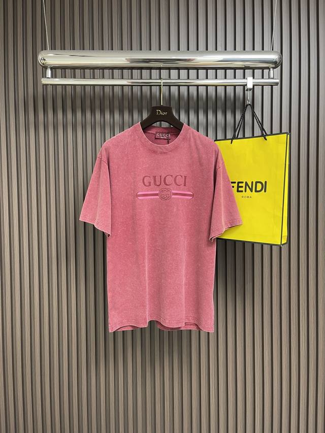 The Gucci Gucci logo-emblazoned, washed, distressed short-sleeved T-shirt, with