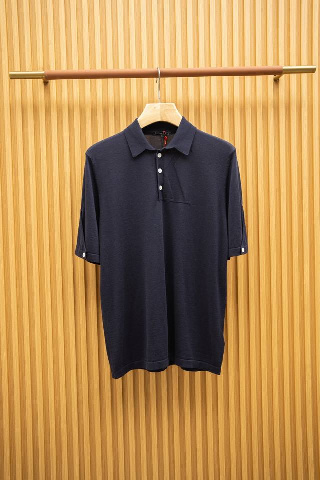 Kt2550 Ss latest knitted polo heavy-duty stitching large K jacquard craft top se