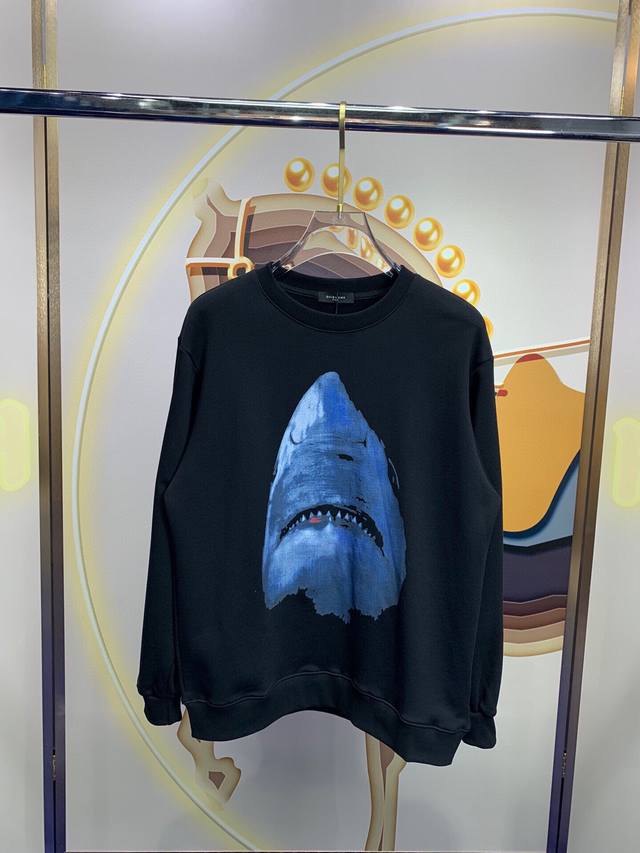 Givenchy, new classic shark print round neck long sleeve terry sweatshirt for m