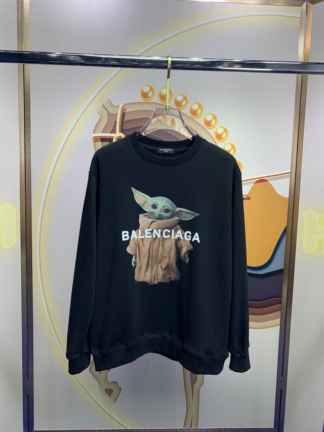 Balenciaga's new classic alien Baby Yoda print round neck long-sleeved unisex t