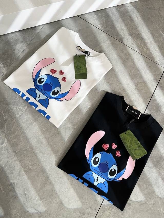 Gucc*Gucc's new 2025 spring and summer unisex couple's casual loose cotton round