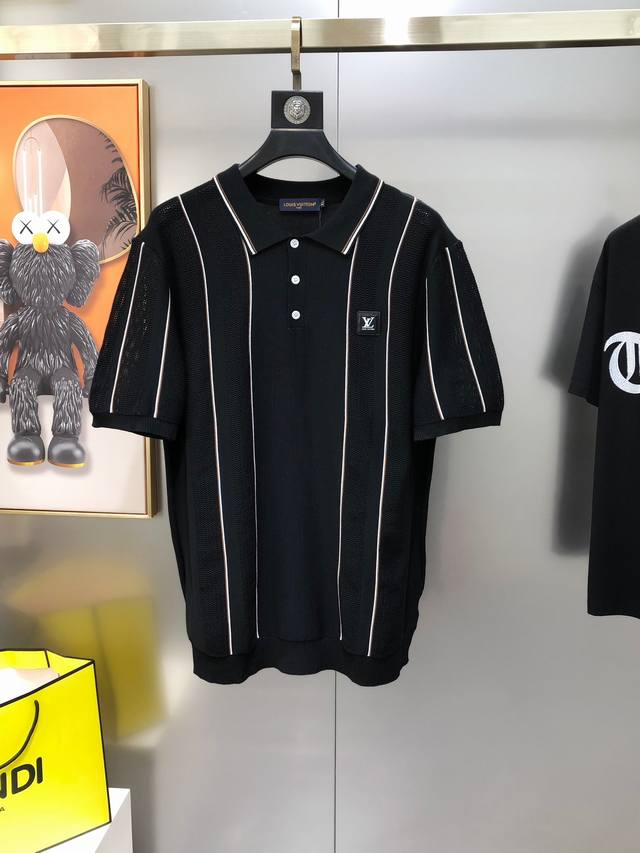 Lv Louis Vuitton 2025 Spring/Summer new men's original lapel short-sleeved knitt