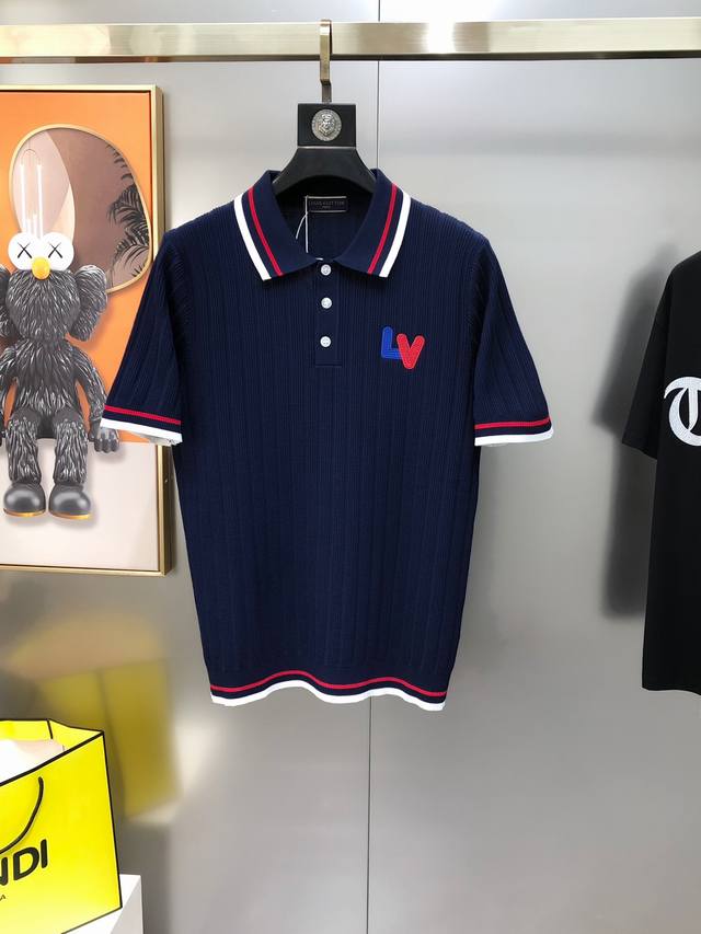 Lv Louis Vuitton 2025 Spring/Summer new men's original lapel short-sleeved knitt