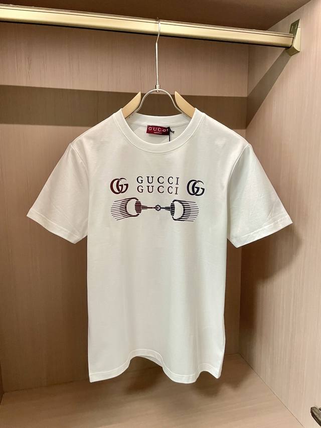 Gucci 2025 Early Fall new arrival, 220g original fabric printed short-sleeved T-