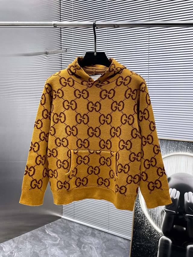 Gucci's new 2025 wool blend long-sleeved hooded sweater, a high-end version! Cus