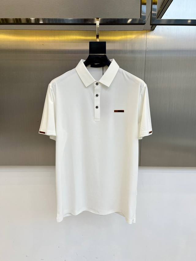 A classic and fashionable short-sleeved polo shirt with a lapel, Zegna and 2025S