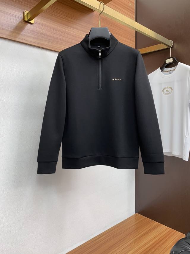 Kiton Autumn/Winter 25 Men's High-End Stand-Collar Long-Sleeved Sweatshirt, sour