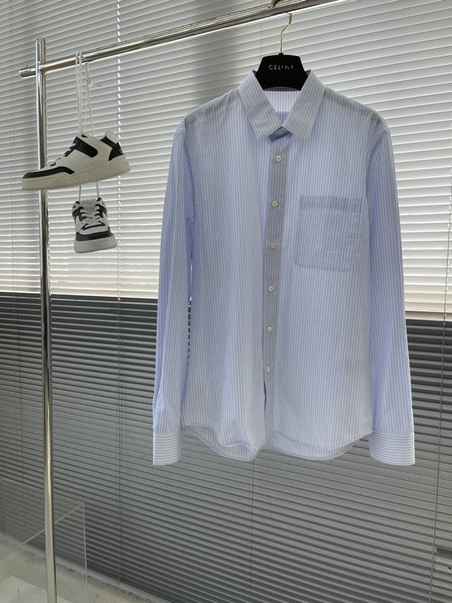 prad Cotton poplin shirt with striped pockets and a triangle logo detail on the