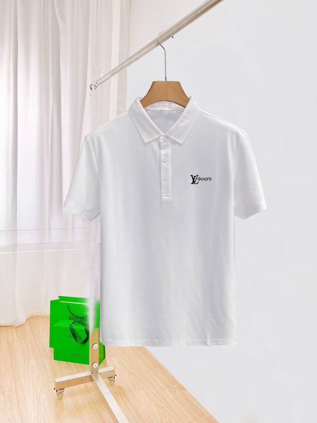 High-end fabric Louis Vuitton 2025 SS summer new logo men's lapel polo shirt! A