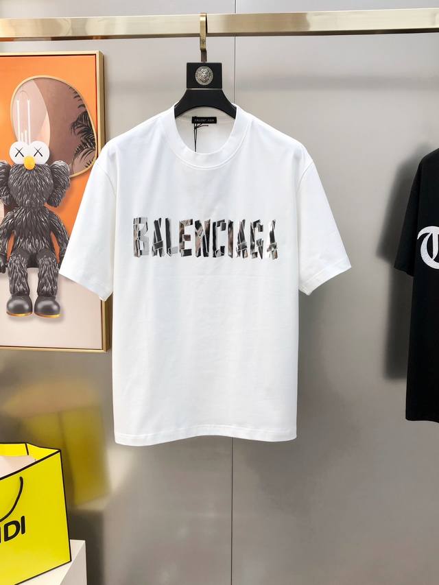 Bal*Nciaga 2025 Spring/Summer new original men's round neck short-sleeved T-shir