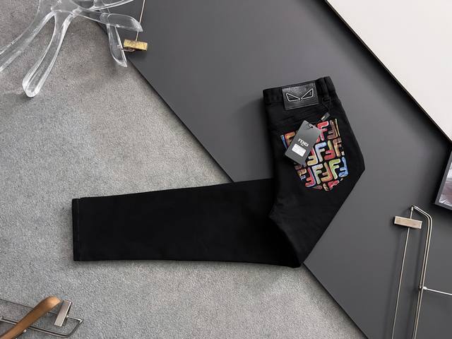 Fend*, autumn and winter Black Bull heavy washed casual jeans, imported original