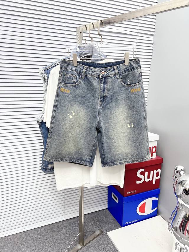 Miu Miu 2025Ss new original hot-selling jeans shorts, super customized style, or