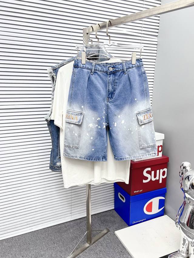 Zegna 2025Ss new original hot-selling jeans shorts, super customized style, ori