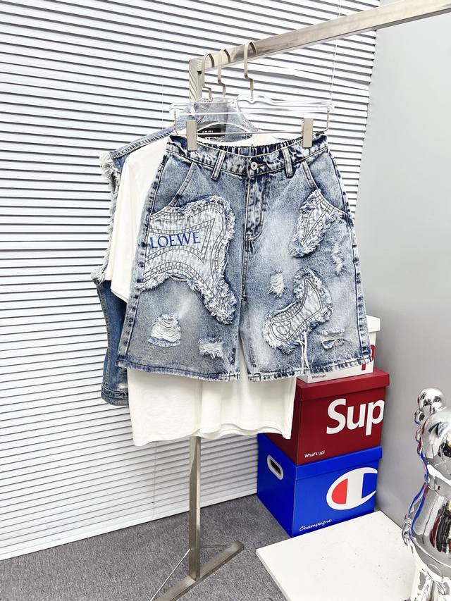 Loewe 2025Ss new original hot-selling jeans shorts super customized original har
