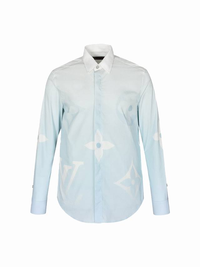 Louis Vuitton 24Ss printed cotton poplin long-sleeved shirt. Authentic product,