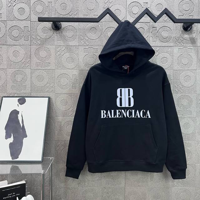 Balenciaga simple letter logo printing craftsmanshipClassic Paris hooded sweatsh