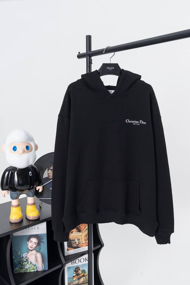 Style #D02 Dior classic front and back English lettering hooded sweatshirt Bran