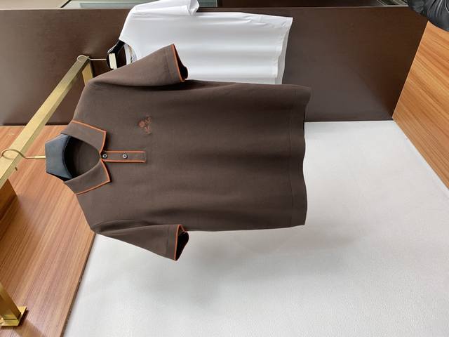 Lp Loyo Piana Family Men's High-End Simple Lapel Thickened Knitted Short-Sleeve