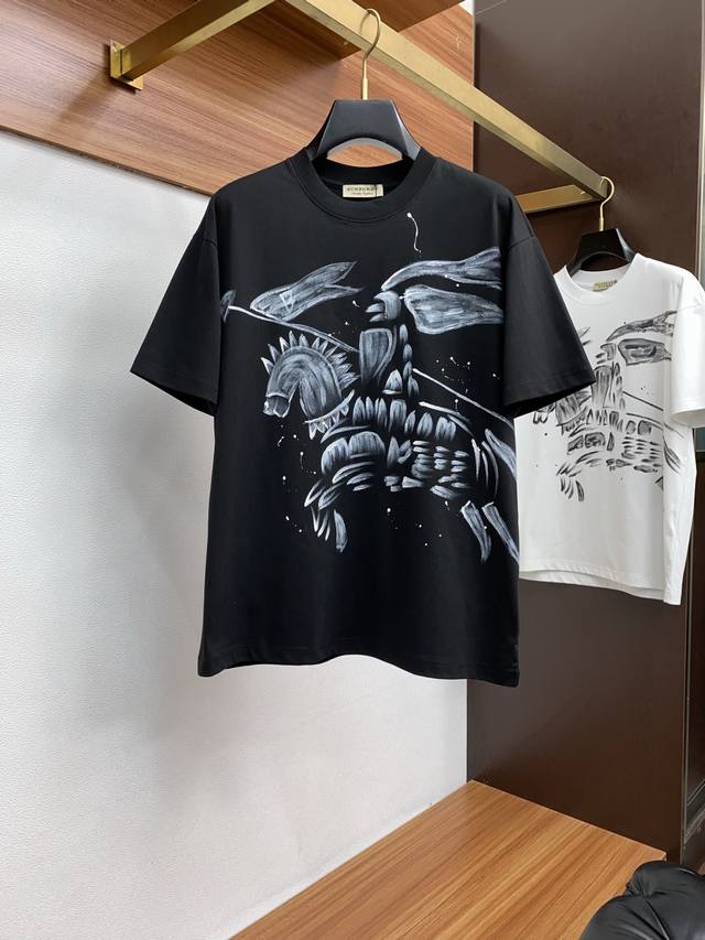 Burberry's new spring/summer 25Ss pure cotton round-neck short-sleeved men's bas