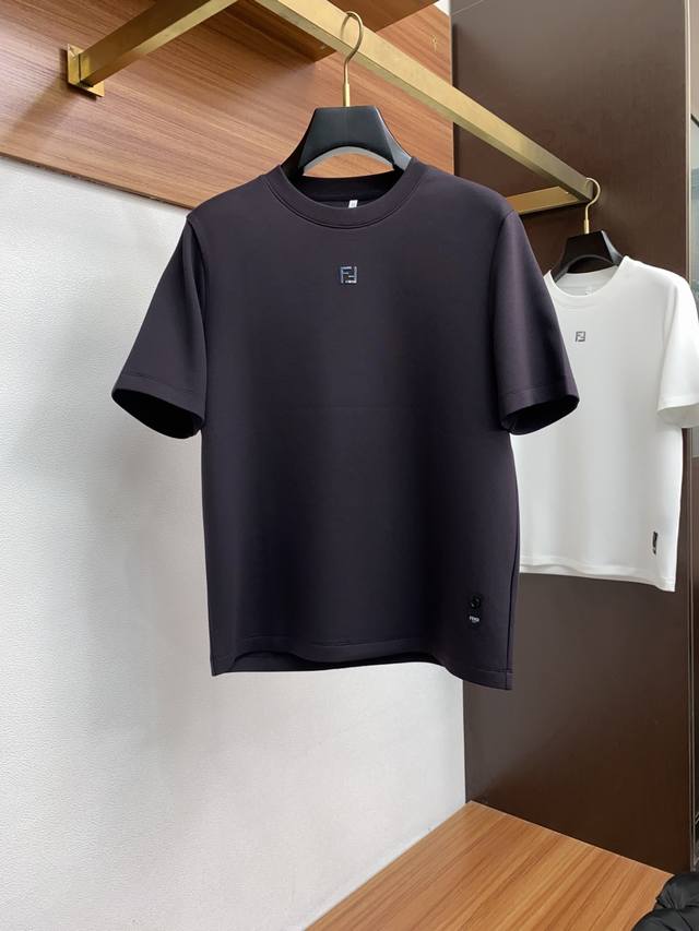Fendi men's high-end, simple, round-neck, thickened air cotton modal short-sleev