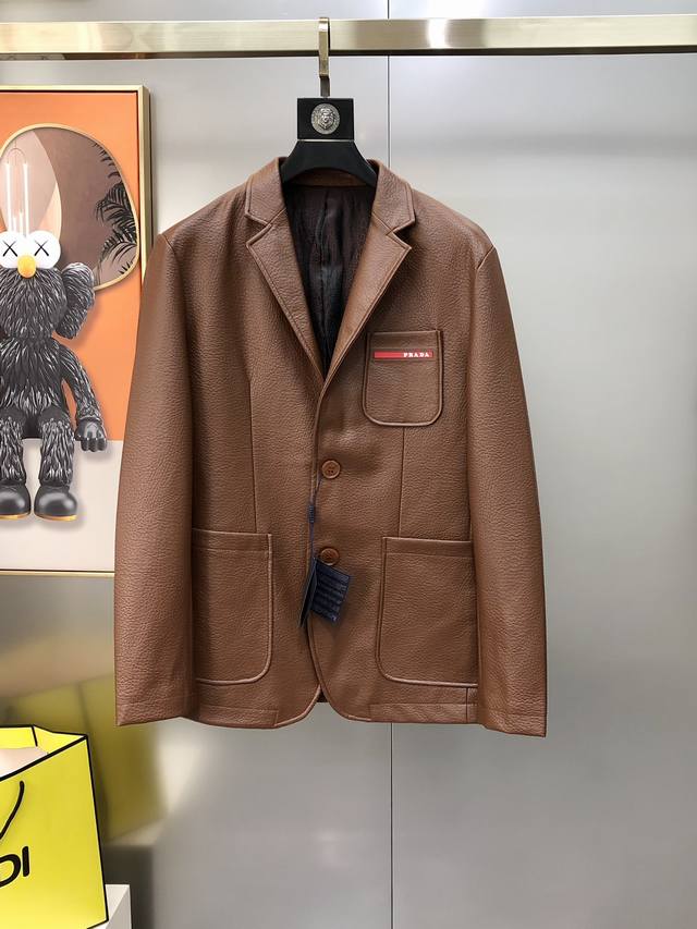 p*Ada Prada 2025 early autumn new original men's jacket eco-leather suit jacket