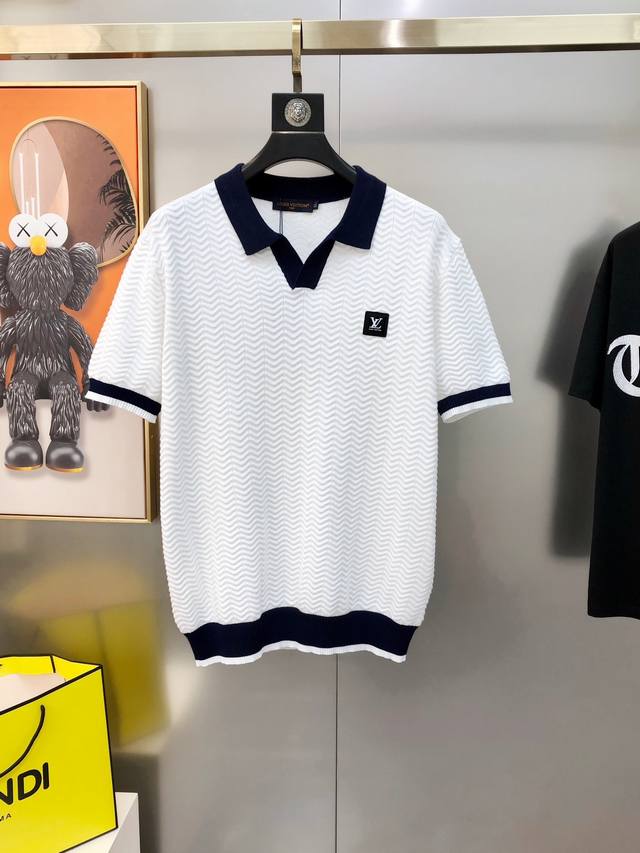 Lv Louis Vuitton 2025 Spring/Summer new men's original lapel short-sleeved knitt
