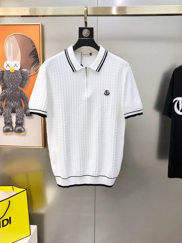 M*Ncler Moncler 2025 Spring/Summer Men's Original Lapel Short-Sleeved Knitted Sw