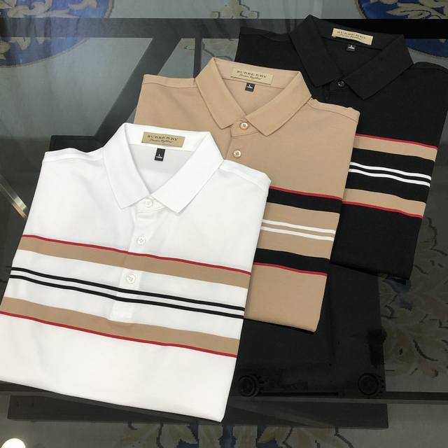 Burbe** Burberry's new 2025 Spring/Summer men's lapel polo shirt, short-sleeved