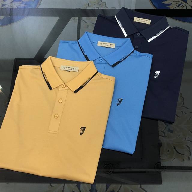 Burbe** Burberry's new 2025 Spring/Summer men's lapel polo shirt, short-sleeved