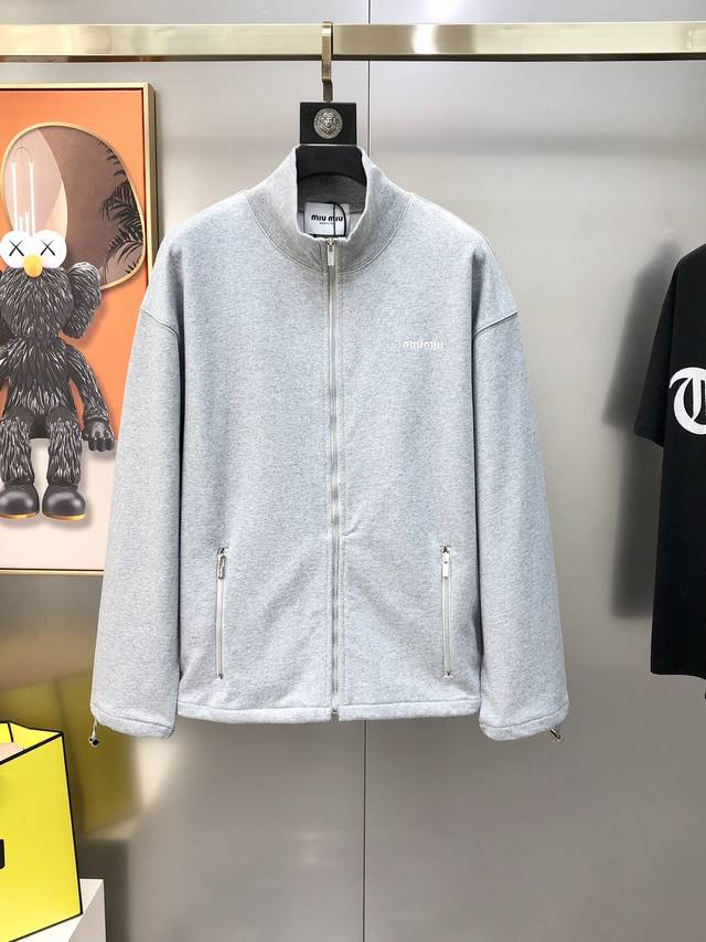 Miumiu 2025 new original men's stand-up collar knitted zipper jacket is sold sim