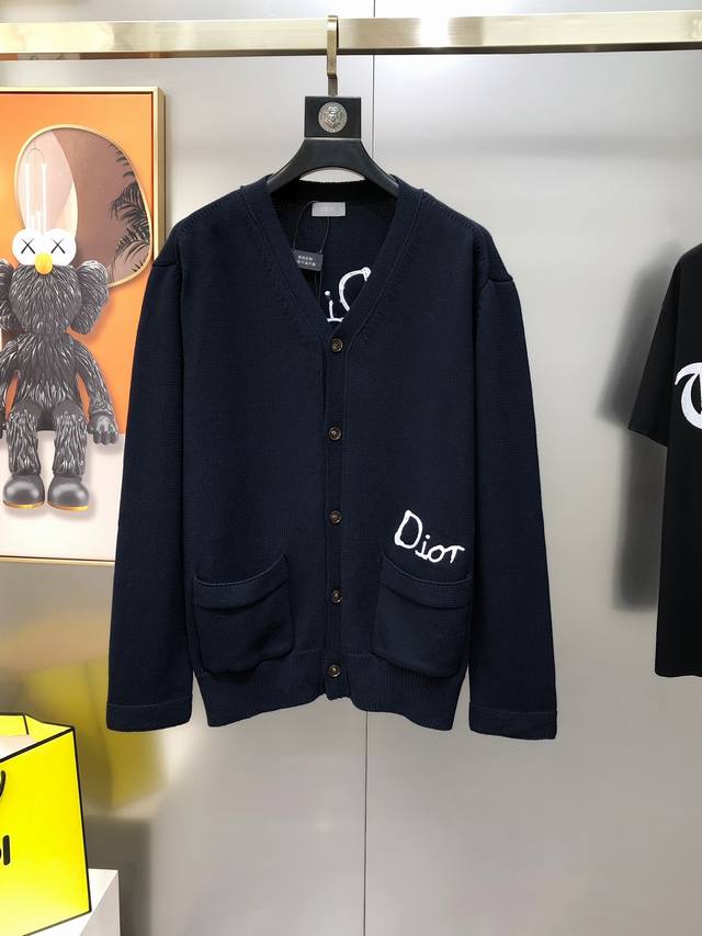 D*Or Dior 2025 new men's original knitted cardigan sweater, woolen sweater jacke