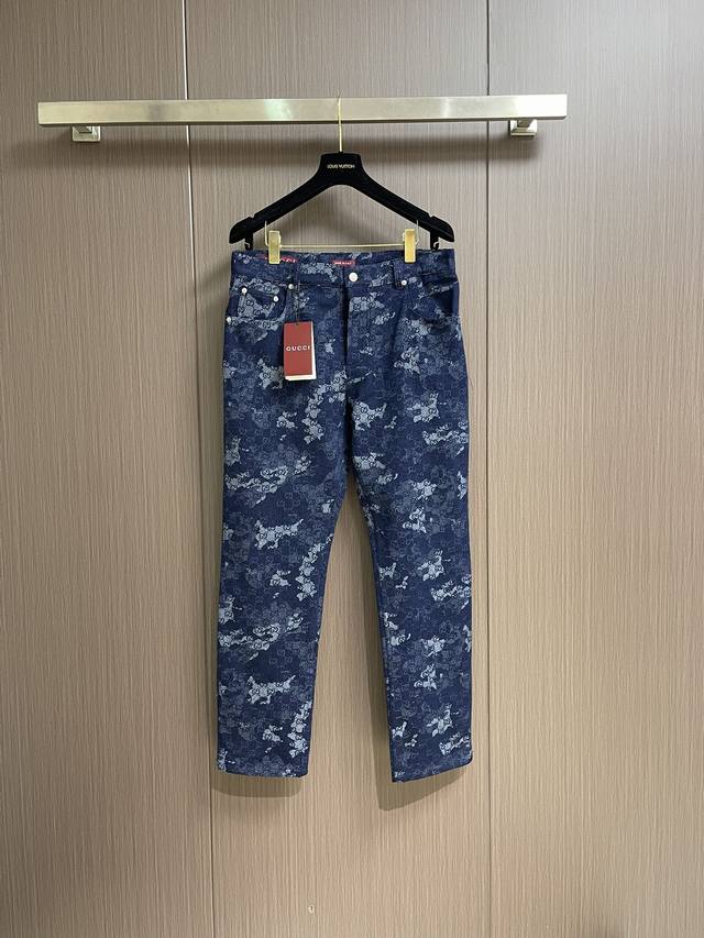 Top Jeans Gucci 2025Ss new embroidered long-sleeved shirt, jacket and jeans set