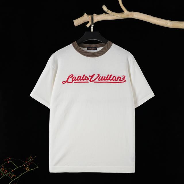 Louis Vuitton logo jacquard knitted round neck sweater short-sleeved T-shirt pre