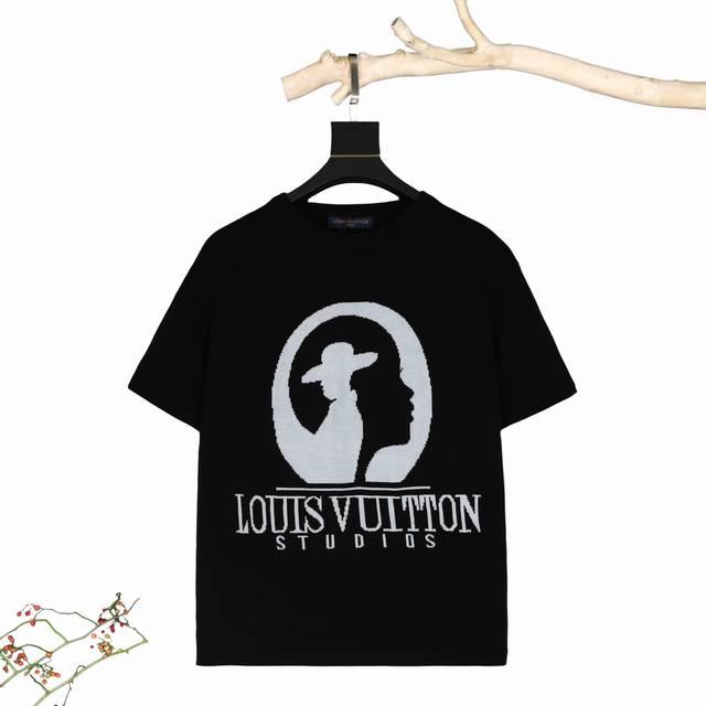 p. Louis Vuitton's new portrait logo design knitted short-sleeved T-shirtShort-s