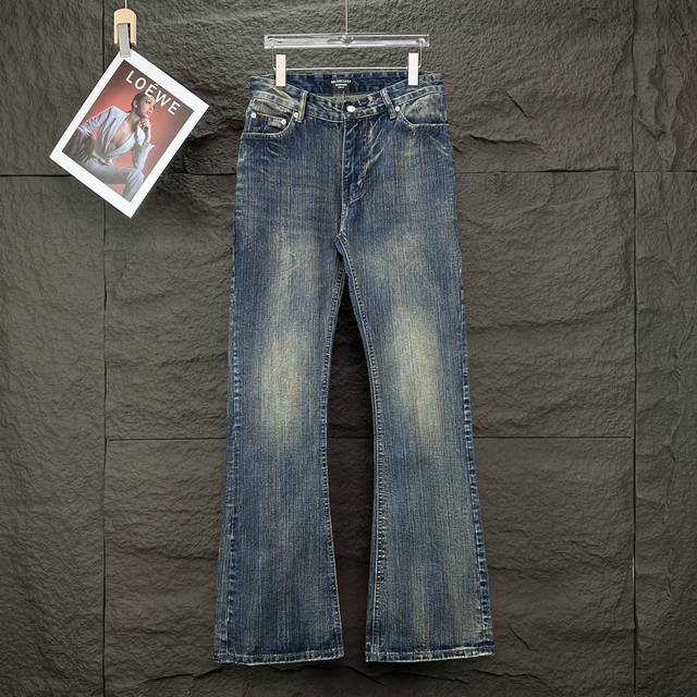 Balenciaga 2025 New Washed Distressed Bamboo Couple's Style Washed Loose Flared