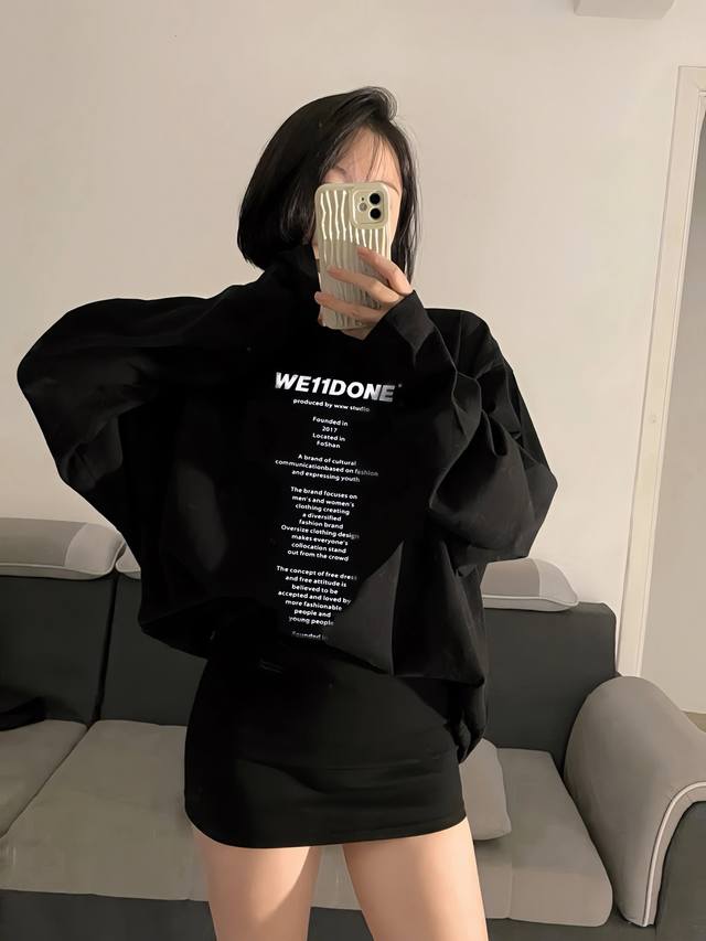 d33# We11Done new American slogan letter print couple bottoming long-sleeved T-s