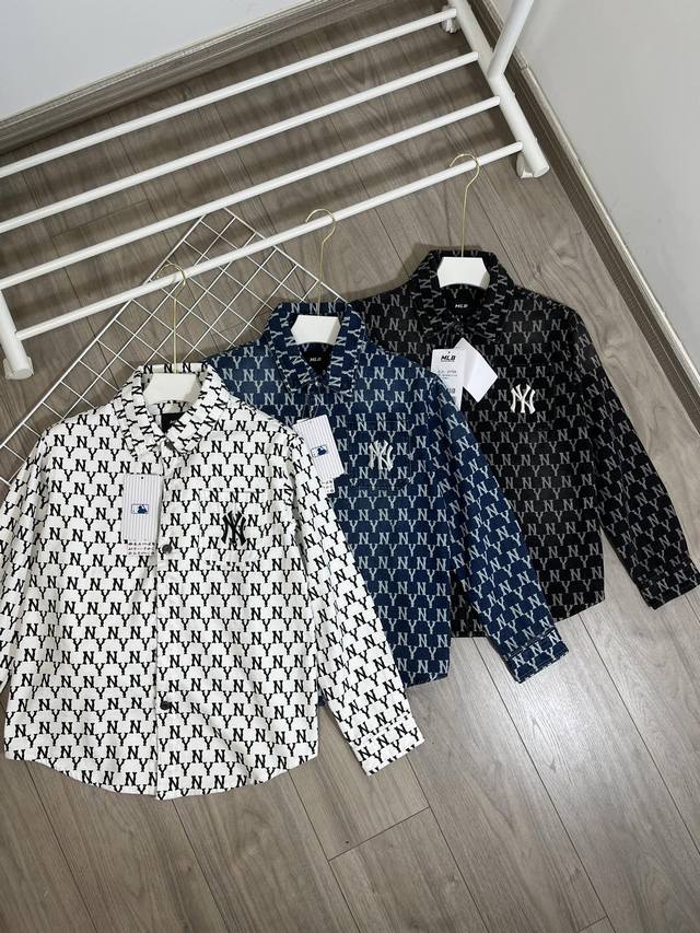 1706 style Mlb Ny full print washed blue embroidered denim jacket couple jacket