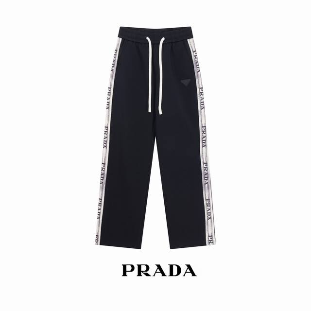 Prada 2025 Fall/Winter New Casual Pants Classic Leather Brand Retro Ribbon Logo